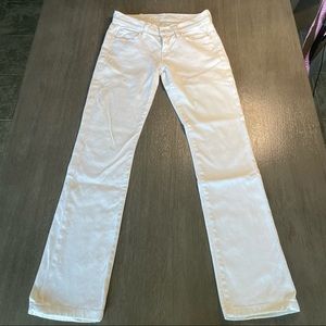 7 For All Mankind White Denim Straight Leg Jeans